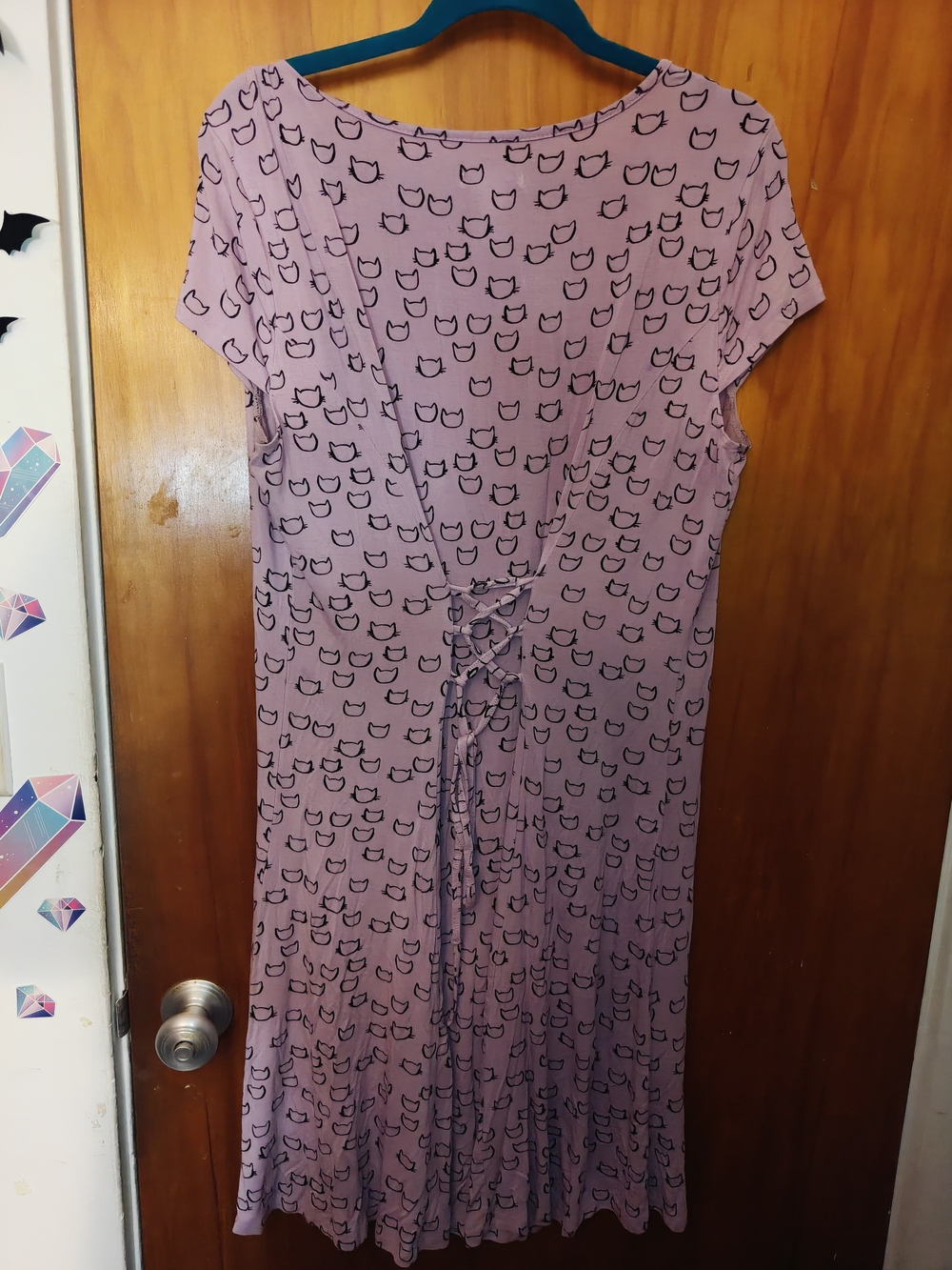 Hot Topic Lavender Cat-Print Scoop Neck Dress - Picture 5 of 5